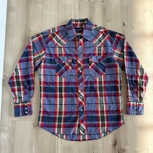 wrangler western x-long tails button down